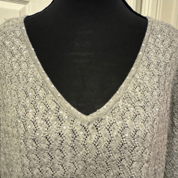 Coldwater Creek Silver Sequin Sweater - Picture 2 of 10